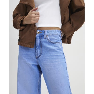 Petite Blue Relaxed Straight Leg Jeans