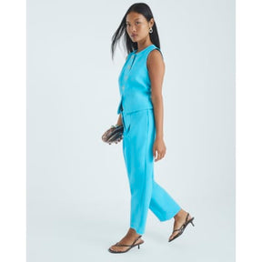 Petite Blue Tapered Straight Leg Trousers