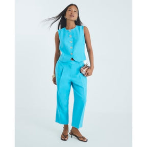 Petite Blue Tapered Straight Leg Trousers