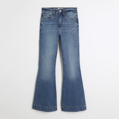 Petite Blue tummy hold flared jeans