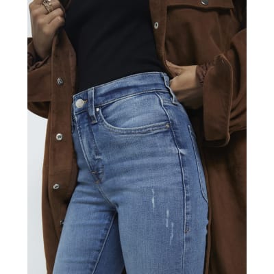 Petite Blue tummy hold flared jeans