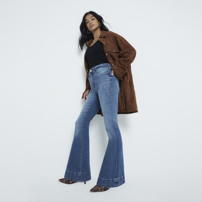 Petite Blue tummy hold flared jeans