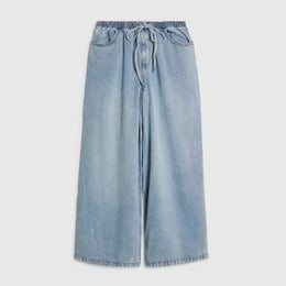 Petite Blue Wide Leg Pyjama Style Jeans