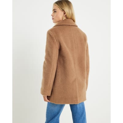 Petite Brown Brushed Faux Wool Blazer