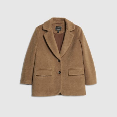 Petite Brown Brushed Faux Wool Blazer