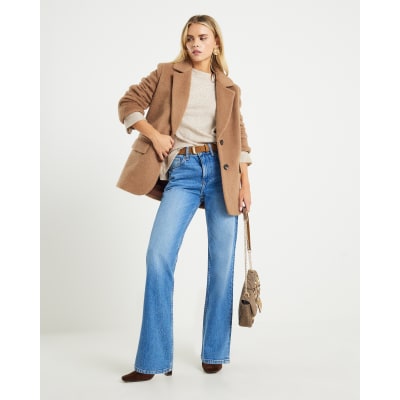 Petite Brown Brushed Faux Wool Blazer