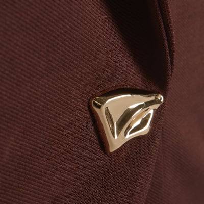 Petite Brown Cap Sleeve Twill Waistcoat