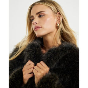 Petite Brown Faux Fur Panelled Coat