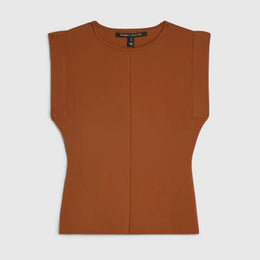 Petite Brown Fitted Knit Sleeveless Top