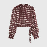 Petite Brown Gingham Crop Top