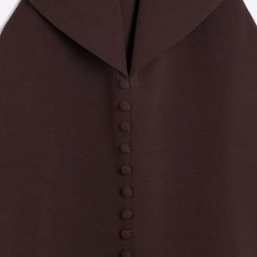 Petite Brown Halter Neck Midi Waistcoat Dress