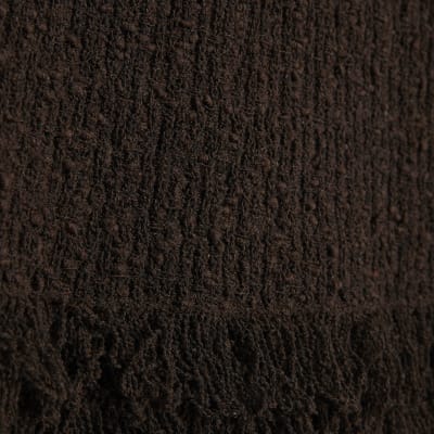 Petite Brown Knitted Fringe Trim Mini Dress