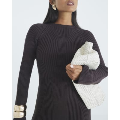 Petite Brown Knitted mini dress