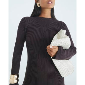 Petite Brown Knitted mini dress
