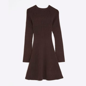 Petite Brown Knitted mini dress