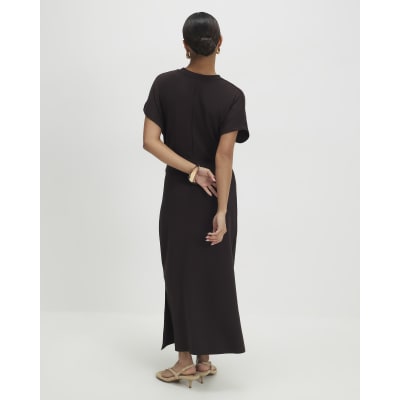 Petite Brown Premium Knot Midi Dress