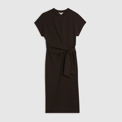 Petite Brown Premium Knot Midi Dress