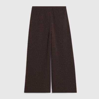 Petite Brown Pull On Textured Culottes