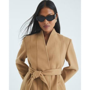 Petite Brown Short Belted Wrap Coat