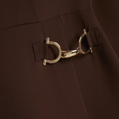 Petite Brown Snaffle Detail Mini Dress