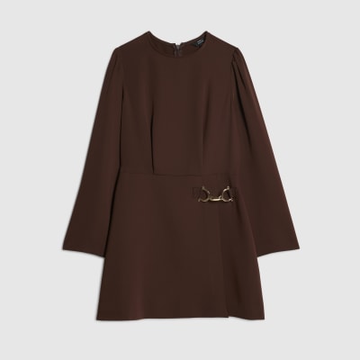 Petite Brown Snaffle Detail Mini Dress
