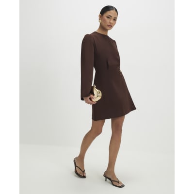 Petite Brown Snaffle Detail Mini Dress