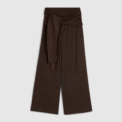 Petite Brown Tie Waist Trousers
