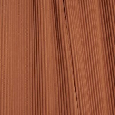 Petite Brown Wide Leg Plisse Trousers