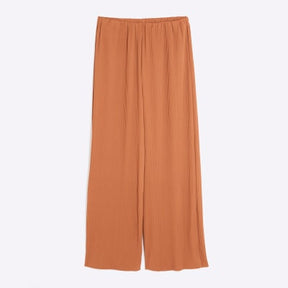 Petite Brown Wide Leg Plisse Trousers