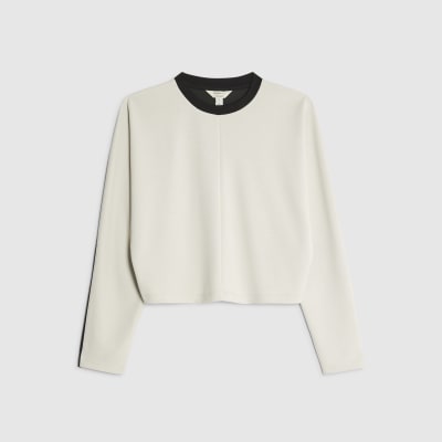 Petite Cream Colour Block Batwing Sweatshirt
