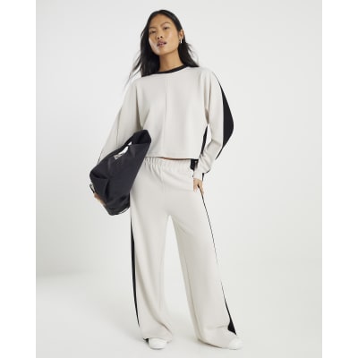Petite Cream Colour Block Batwing Sweatshirt