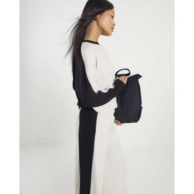 Petite Cream Colour Block Batwing Sweatshirt