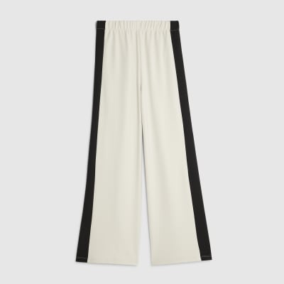 Petite Cream Colour Block Wide Leg Trousers