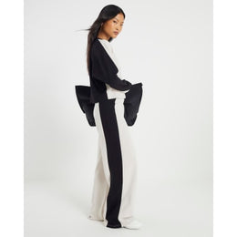 Petite Cream Colour Block Wide Leg Trousers