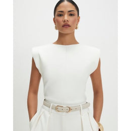 Petite Cream Fitted Knit Sleeveless Top