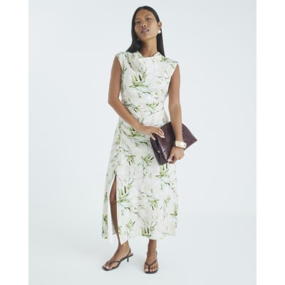 Petite Cream Floral Cowl Neck Maxi Dress