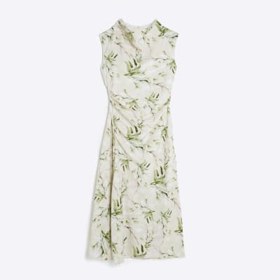Petite Cream Floral Cowl Neck Maxi Dress