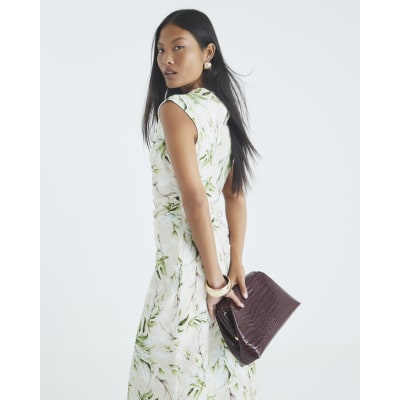 Petite Cream Floral Cowl Neck Maxi Dress