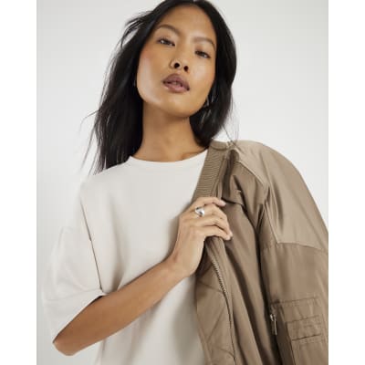 Petite Cream Premium Boxy T-shirt