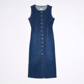 Petite Denim Button Midi Dress