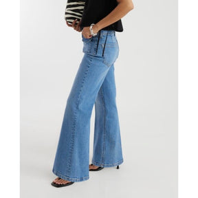 Petite Denim High Waisted Relaxed Flare Jeans