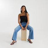 Petite Denim High Waisted Relaxed Flare Jeans