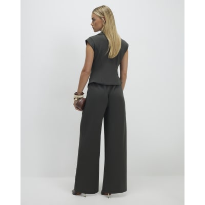 Petite Green Cap Sleeve Wide Leg Jumpsuit