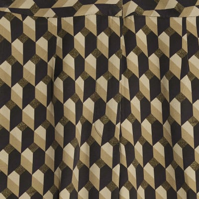 Petite Green Geometric Skinny Flared Trousers