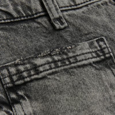 Petite Grey High Waisted Wide Leg Jeans