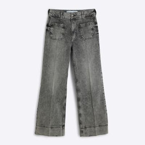 Petite Grey High Waisted Wide Leg Jeans