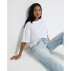 Petite high waisted relaxed straight jeans