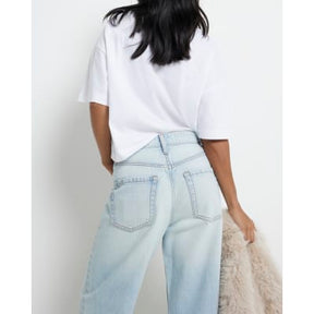 Petite high waisted relaxed straight jeans