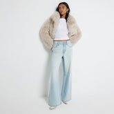 Petite high waisted relaxed straight jeans