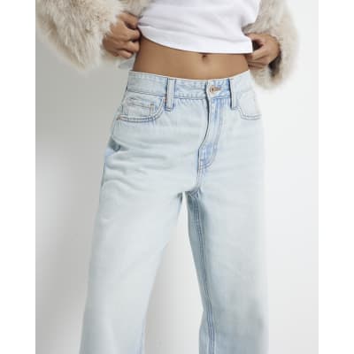 Petite high waisted relaxed straight jeans